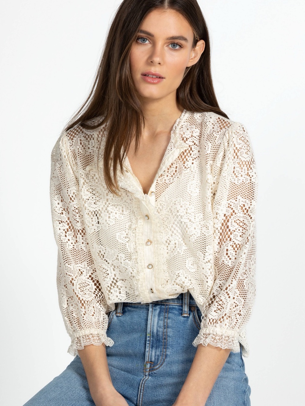 Johnny Was Betty Blouse Ecru Size L EUC